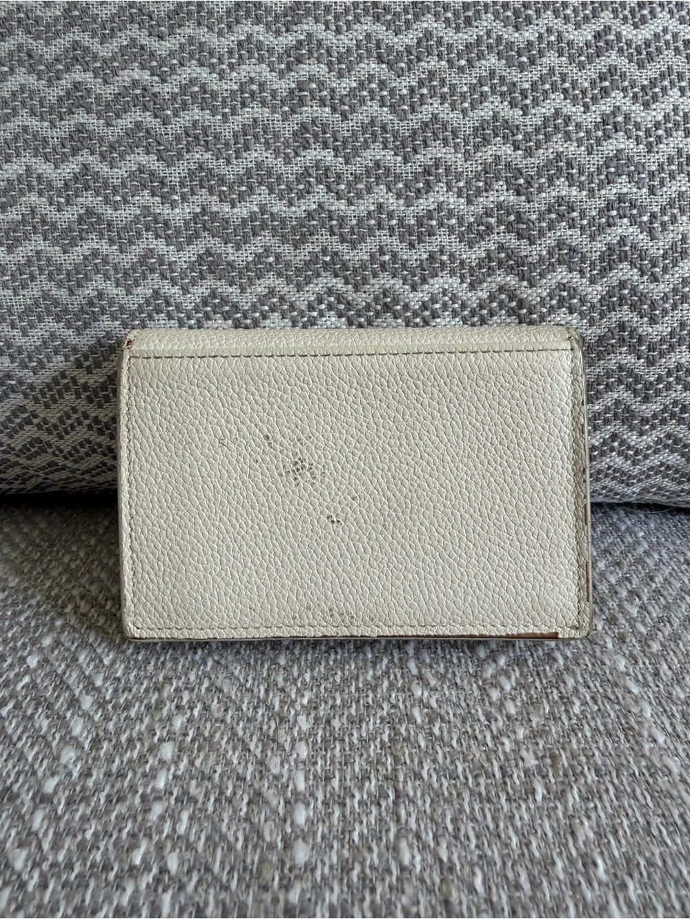 Saint Laurent Paris Off White Grain Leather Compact Snap Wallet